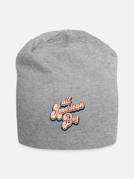 Vintage All American Boy Patriotic 4th of July - Jersey Beanie - heather gray - Front