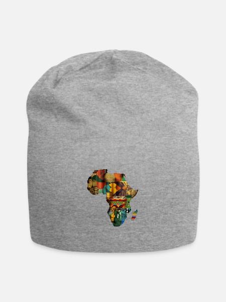 Africa Map - Kente Cloth Map - Jersey Beanie - heather gray - Front