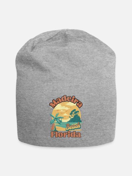 Vintage Madeira Beach Florida Palm Trees FL Retro - Jersey Beanie - heather gray - Front