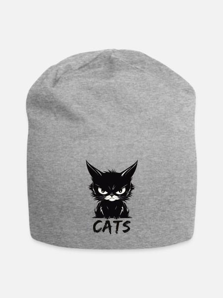 Cats Cute Annoyed Cat Face - Jersey Beanie - heather gray - Front