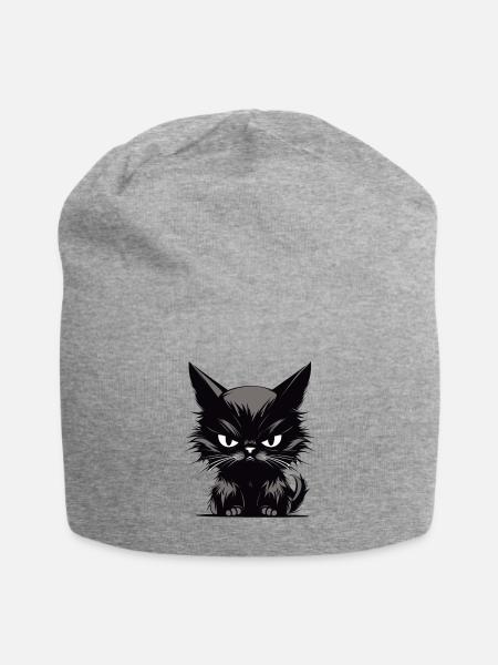 Cats Annoyed Bad Cat Face - Jersey Beanie - heather gray - Front