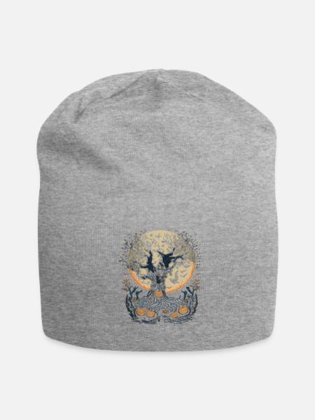 halloween, trick or treat, spooky, pumpkin - Jersey Beanie - heather gray