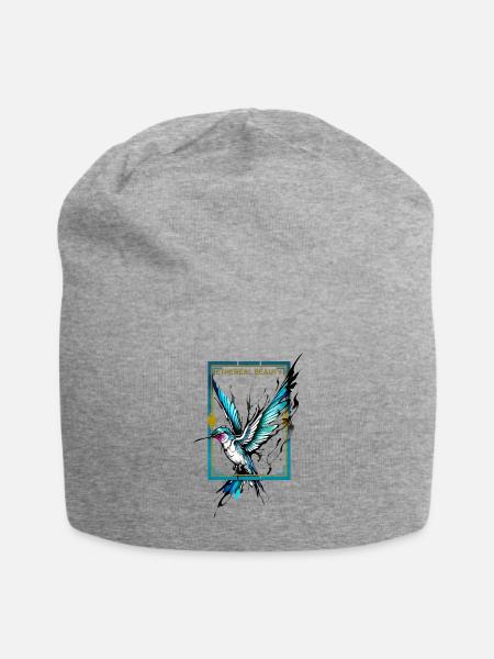 Ethereal Beauty: Captivating Hummingbird - Jersey Beanie - heather gray - Front