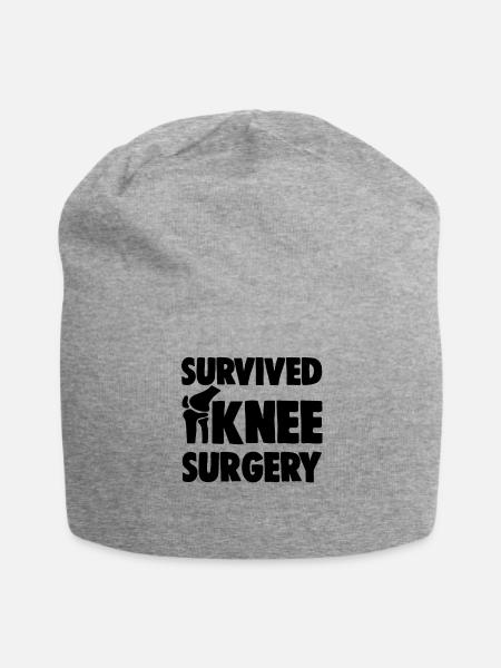 Survived Knee Surgery - Jersey Beanie - heather gray - Front