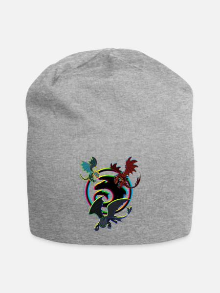 How To Train Your Dragon Logo With Dragons - Jersey Beanie - heather gray - Front
