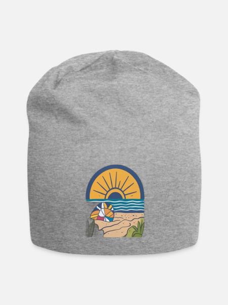 A vibrant sunset illustration design - Jersey Beanie - heather gray