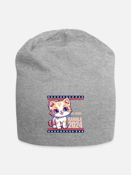 CAT LOVERS - Jersey Beanie - heather gray - Front