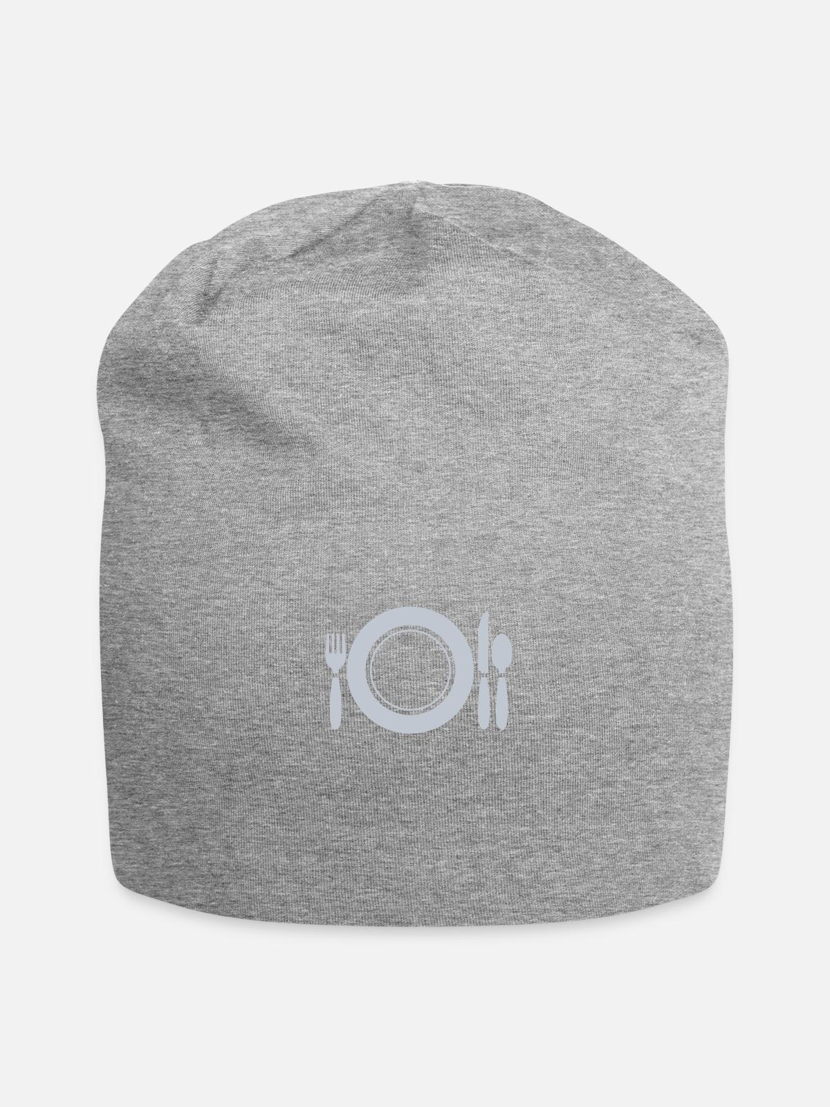 Meal Serves Plate Icon - Jersey Beanie - heather gray - Front