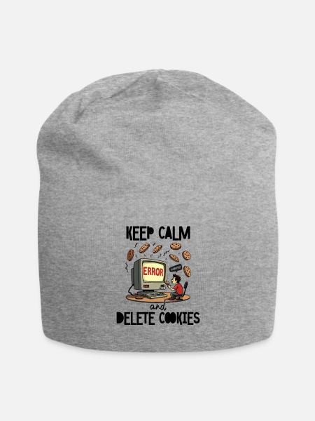 Retro Computer Error IT Delete Cookies Support - Jersey Beanie - heather gray - Front