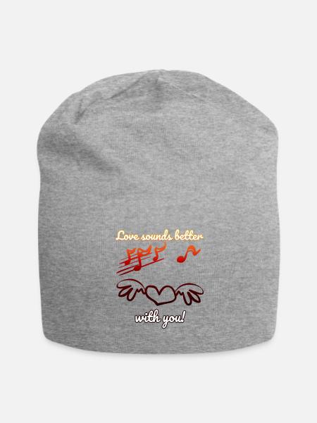 Love Sounds Better With You–Funny Romantic Design - Jersey Beanie - heather gray