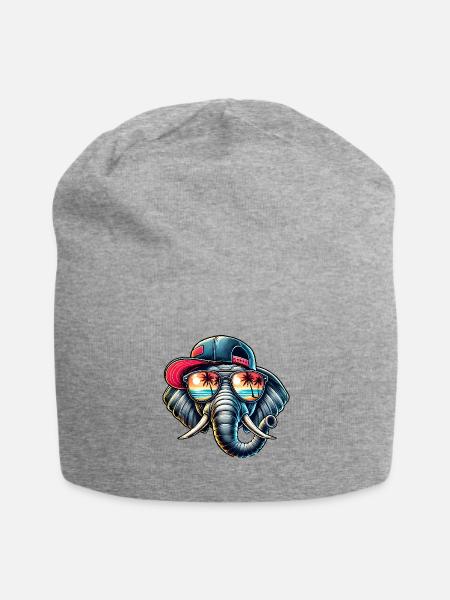 Cool Tropical Elephant - Jersey Beanie - heather gray