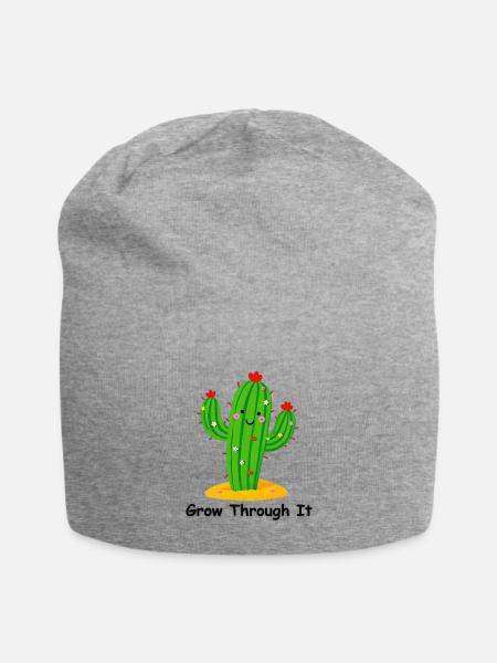 Grow Through It: Blooming Cactus Strength - Jersey Beanie - heather gray - Front