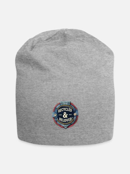 Reclaimed Denim Collage Design - Jersey Beanie - heather gray