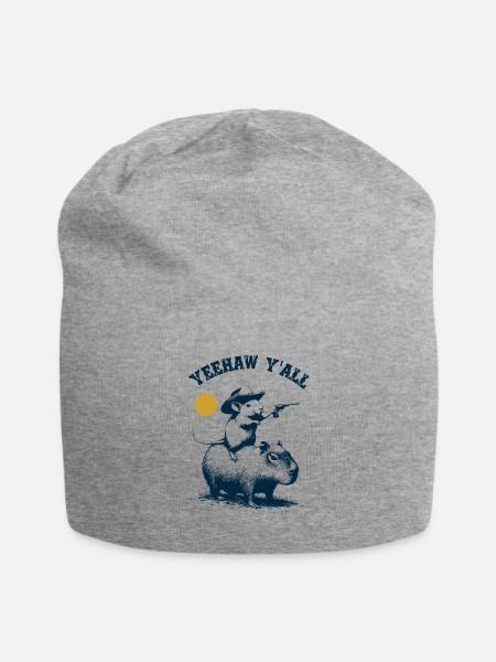 Yeehaw_Yall Capybara & Mouse - Jersey Beanie - heather gray