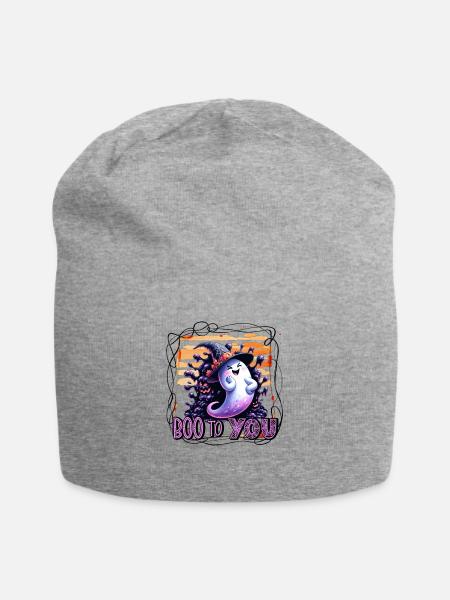 Whimsical Ghost Boo to You - Jersey Beanie - heather gray - Front