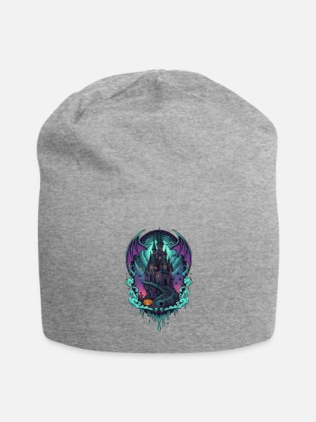 Moonlit Castle of Bats - Jersey Beanie - heather gray - Front
