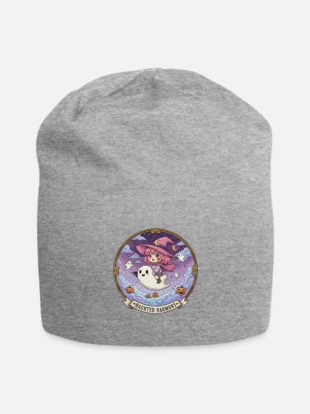 Haunted Harmony Witch on Ghost Ride - Jersey Beanie - heather gray