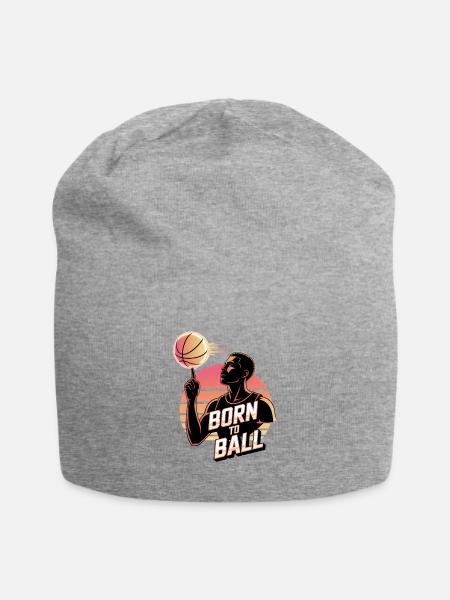 Born to Ball Retro Hoop Sunset - Jersey Beanie - heather gray - Front