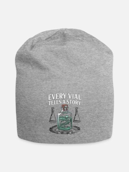 Lab Technician Every Vial Tells A Story Scientist - Jersey Beanie - heather gray - Front