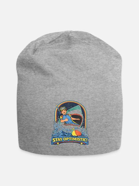 Retro Surf Stay Optimistic - Jersey Beanie - heather gray - Front