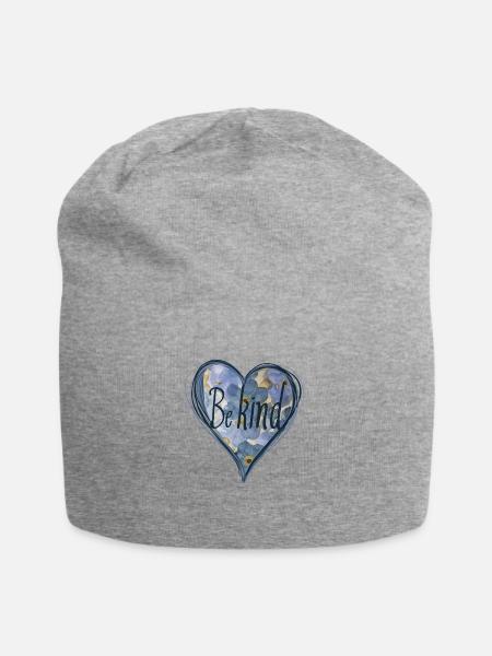 Be Kind Watercolor Heart - Jersey Beanie - heather gray - Front