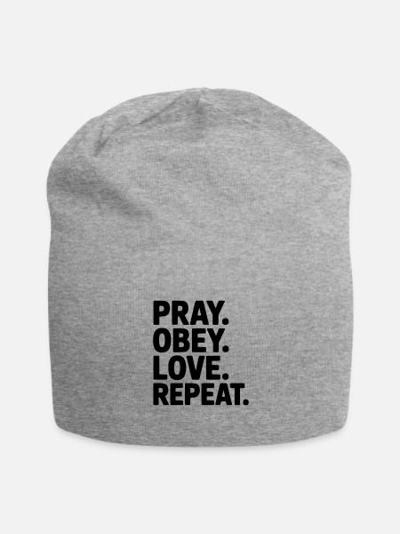 Pray. Obey. Love. Repeat. - Jersey Beanie - heather gray - Front
