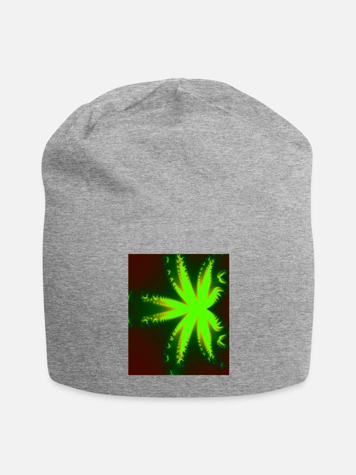 Neon Fractal Burst - Jersey Beanie - heather gray - Front