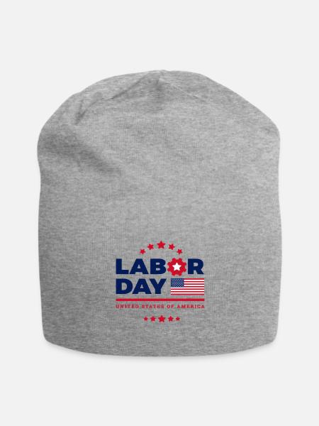 Labor Day USA Stars Emblem - Jersey Beanie - heather gray - Front