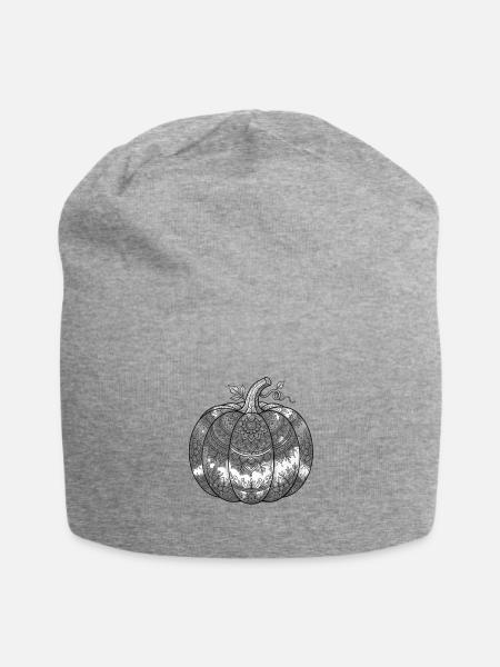 Ornate Mandala Pumpkin - Jersey Beanie - heather gray