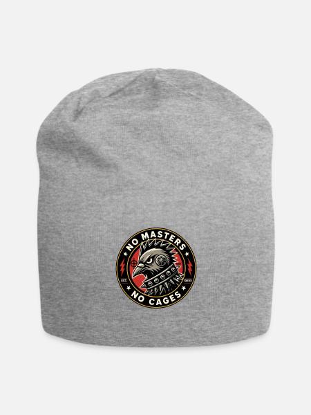 No Masters No Cages Rooster Emblem - Jersey Beanie - heather gray - Front