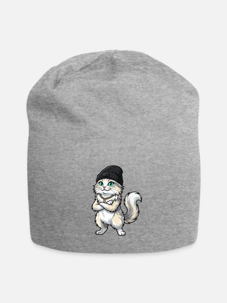 Streetwise Cat in Beanie - Jersey Beanie - heather gray