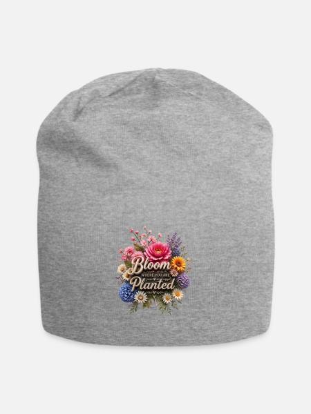 Bloom Where You Are Planted - Jersey Beanie - heather gray - Front