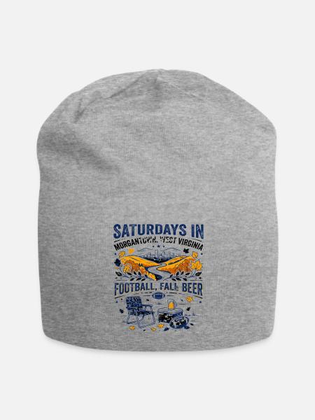 Fall Saturdays In Morgantown West Virginia - Jersey Beanie - heather gray - Front
