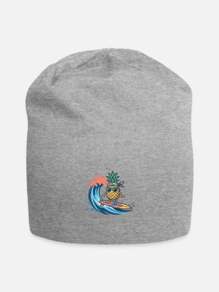 Pineapple Surfer Wave Vibe - Jersey Beanie - heather gray