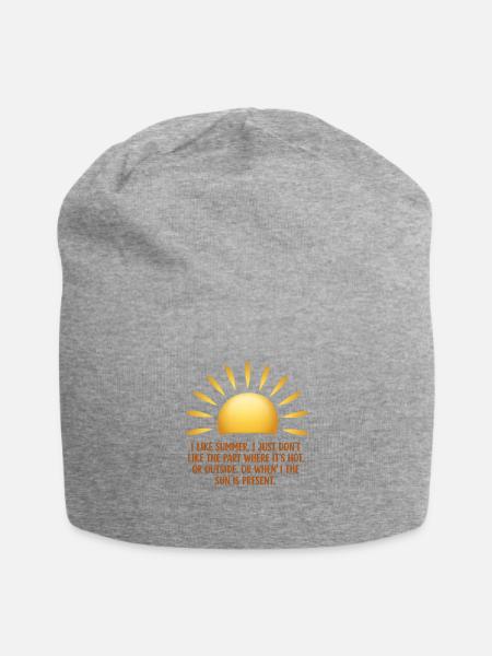 Sunrise Snark: I Like Summer Tee - Jersey Beanie - heather gray - Front