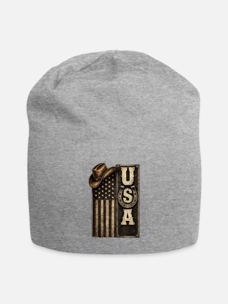 Vintage USA Emblem with Flag - Jersey Beanie - heather gray - Front