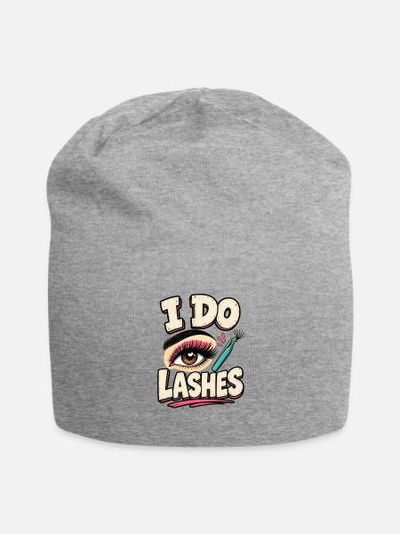 I Do Lashes Eye Graphic - Jersey Beanie - heather gray - Front