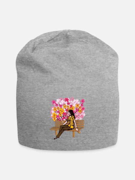 Floral Bloom Bench Serenity - Jersey Beanie - heather gray - Front