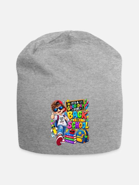 Back to School – Ready to Learn, Grow & Be Awesome - Jersey Beanie - heather gray - Front