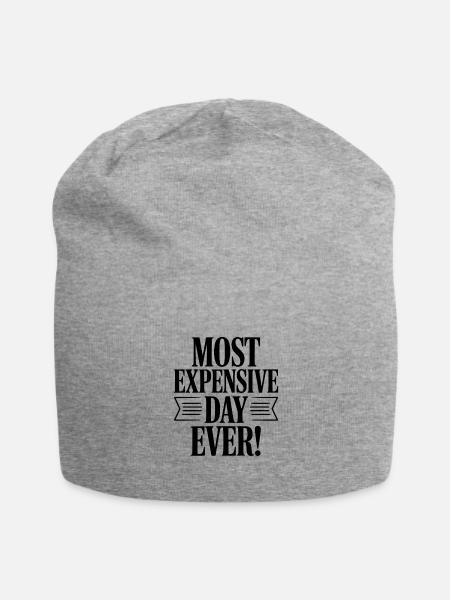 Most Expensive Day Ever! - Jersey Beanie - heather gray - Front