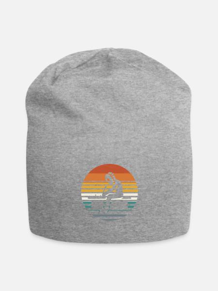Ironworker Welding On Beam Retro Vintage Stripes S - Jersey Beanie - heather gray - Front