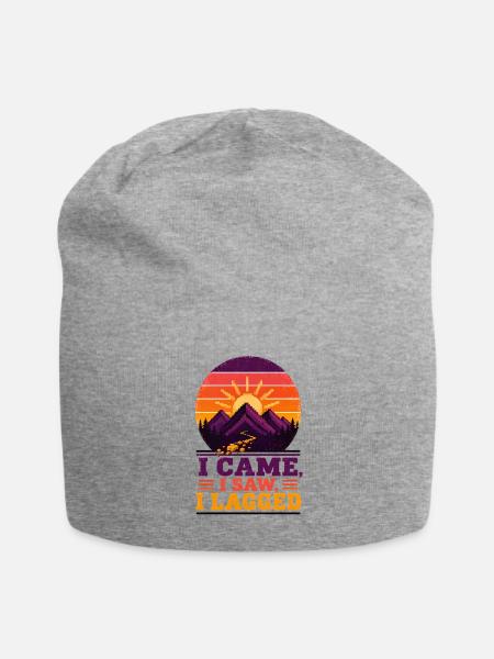 Lagged Mountain Sunset Meme - Jersey Beanie - heather gray - Front