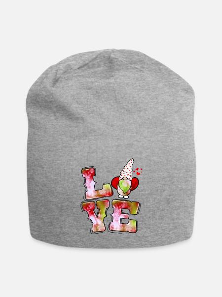 Valentines Day Gnomes Tie Dye Love Valentines - Jersey Beanie - heather gray