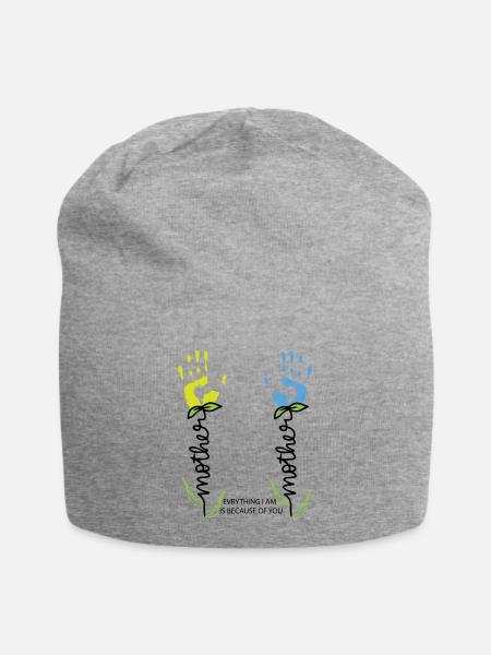 Mothers Day Handprint Personalised - Jersey Beanie - heather gray - Front