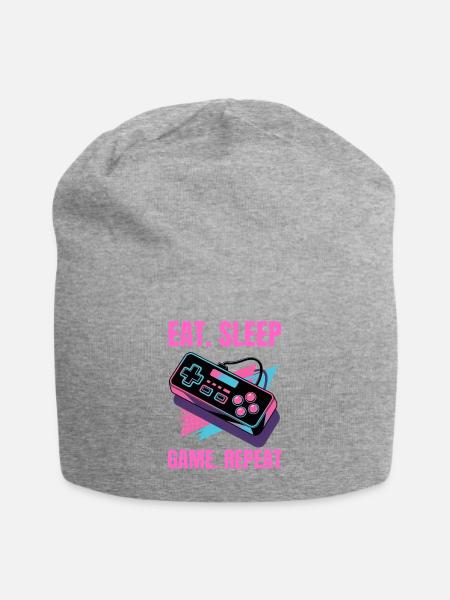Retro Game Controller, Vintage Gaming, Isolated - Jersey Beanie - heather gray - Front