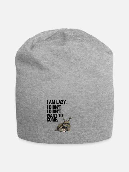 Not Today Lazy Turtle Meme - Jersey Beanie - heather gray - Front