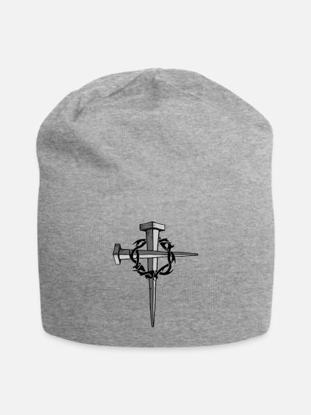 Nail Cross - Jersey Beanie - heather gray