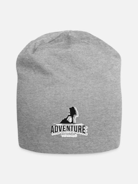 Hiker with Backpack Adventure Design - Jersey Beanie - heather gray