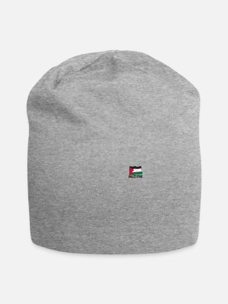 Vibrant Palestinian Flag - Jersey Beanie - heather gray - Front