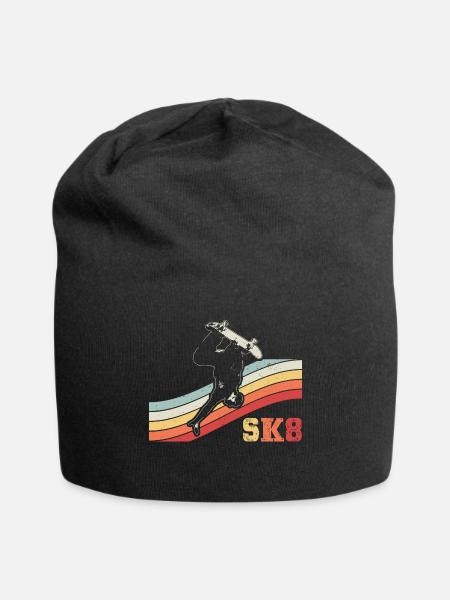 Retro Skateboarding, Skater, Skateboard - Jersey Beanie - black - Front